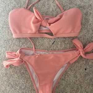 Pink Textured Bikini Set